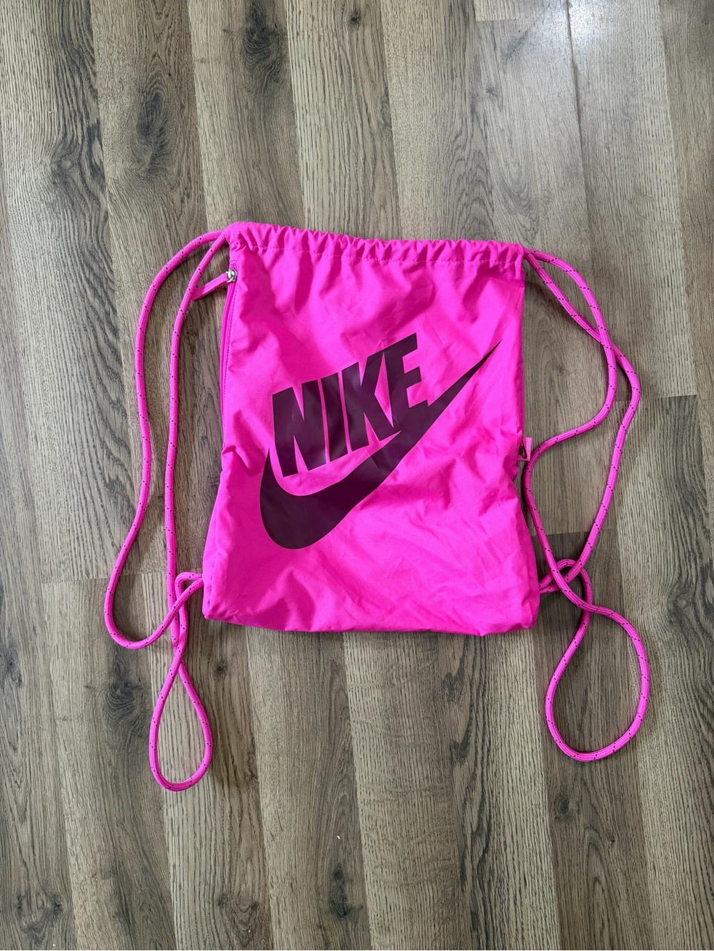 Nike Kids Hot Pink Drawstring Gym Sack with Black Logo Heritage Sackpack